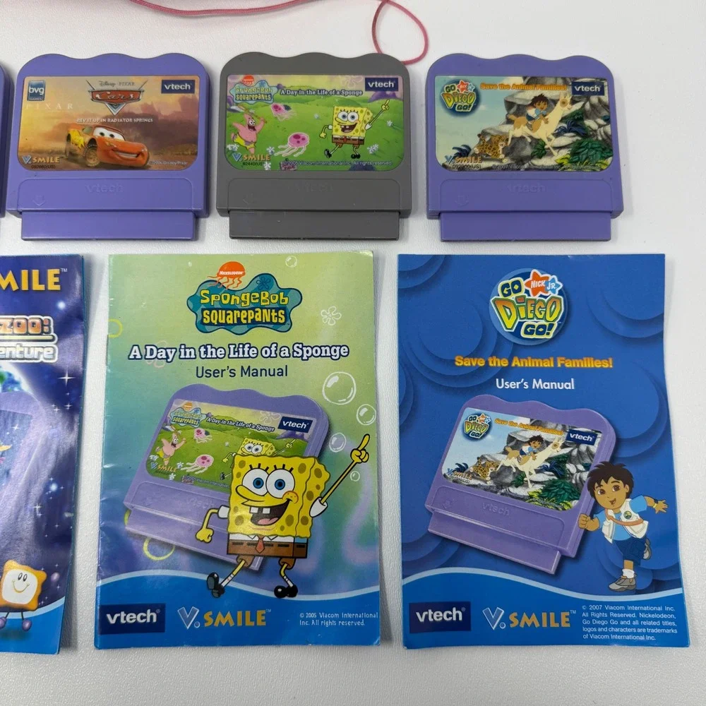 VTech V.Smile Cyber Pocket Pink Handheld Learning System 5 Games Manuals Stylus